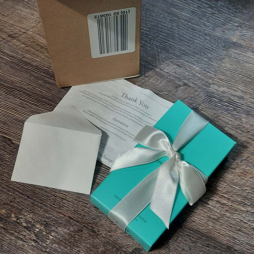 Tiffany & Co. Silver Polishing Cloth Gift Set Original Box Ribbon Tissue Invoice - Picture 2 of 6